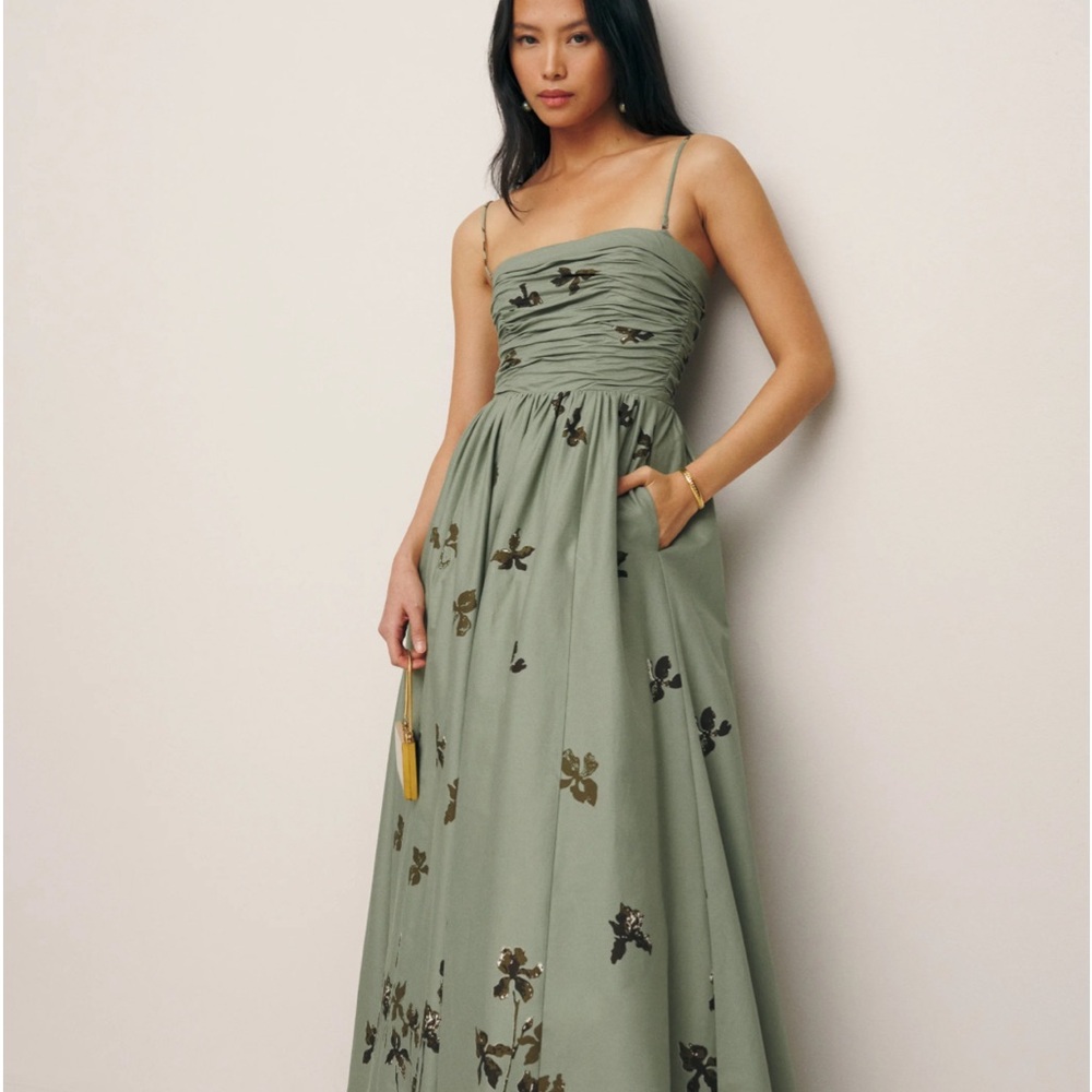 Reformation Kastoria Dress in Iris Border sz 12